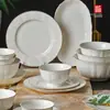 Set de Vajilla de Cerámica Shunxiang [Chapado en Oro Taylor] para Uso Doméstico, Combinación Sencilla y Lujosa de Tazón y Plato con Borde Dorado, Tazón para Arroz