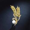 Broche de alta gama con forma de oreja de trigo dorada para mujer, para traje, abrigo, ramillete, accesorios, pasador antideslizante, ropa fija, combina con todo.