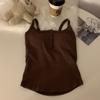 9674#2023 Outono Spice Girls usar mangas base Camisole colete com almofada peito e top curto