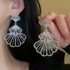 Aretes de Aguja Plateada con Borlas de Gota de Agua Incrustadas de Diamantes, Estilo Palacio, Nicho, Aretes Versátiles, Lujo Ligero, Venta al por Mayor de Aretes de Gama Alta