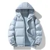 Direto do FabricanteJaqueta Puffer Patchwork de Veludo Cotelê com Capuz de Penugem de Pato Cinza 50% para Homens e Mulheres Casais