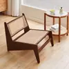 Silla canguro de ratán casual estilo nórdico, sofá de sala de estar, sillón reclinable, silla de sofá de una persona para balcón de madera maciza