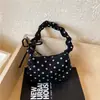 Bolsa de Hombro Único con Lunares Estilo Coreano de Verano, con Volantes y Encaje, Gran Capacidad, Bolso de Mano para Viajes Diarios, Bolsa Tipo Bollo para Mujer