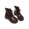 Novas botinhas de cadarço estilo coreano com solas grossas, saltos plataforma, botas casuais plataforma, tamanhos 34-45, desejo botas de comércio exterior, botas de tamanho grande