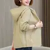 Jaqueta com Capuz Casual Nova Primavera/Outono 2026, Versátil Tamanho Grande Elegante de Caimento Solto Casaco Curto Estilo Coreano Feminino