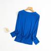 Camiseta de Mujer Nueva 2024 con Cuello Prensado de Seda, Camisa Base Casual de Moda
