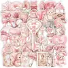 50 pegatinas vintage de acuarela rosa con animalitos tiernos, postres, lazos y diseños florales, adecuadas para materiales estilo ins transfronterizos