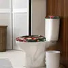 Juego de funda para asiento de inodoro doméstico de estilo idéntico transfronterizo para Navidad, juego de fundas para polvo de inodoro con borde elástico de poliéster con impresión personalizada