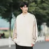 Suéter masculino gola redonda pulôver marca de moda retrô americano solto para casais cor nacional da moda combinação de cores manga longa pesada camisa de base