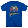 Camiseta holgada para hombre con estampado de inyección directa desgastada de héroe retro americano y europeo Superman Superman