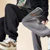 Calça jogger de veludo cotelê masculina, estilo primavera e outono, calça casual patchwork, calça de moletom esportiva, novas calças compridas de corte solto 2025