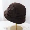 Sombrero de pescador retro de mezclilla plisada estilo coreano para mujer, moderno y versátil para primavera y otoño, con un toque de alta gama que hace que la cara se vea más pequeña