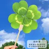 Leque Flor de Pessegueiro, Trevo de Quatro Folhas, Adereços Fotográficos Hanfu de Formato Especial, Tendência Nacional Estilo Tang para Grupos de Viagem, Pequenos Presentes, Leque para Turistas