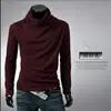 Camiseta Base de Manga Larga de Cuello Alto Fina para Hombre, Color Sólido de Otoño, Elegante Versátil Ajustada Moderna Simple Camiseta de Cuello Alto