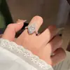 Anel de prata de lei S925 com moissanita em formato de olho de cavalo 7*14 para mulheres, uma peça leve e fashion adequada para noivado, casamento ou como presente; atacado disponível