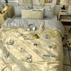 Ins Style Cartoon Toalha Bordada Cama Conjunto de Quatro Peças Meninas Capa de Edredom de Alto Valor Lençol Dormitório Estudantil Conjunto de Três Peças
