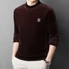 Suéter forrado de lã de veludo dourado, meia gola alta, moda masculina, camiseta slim fit, jovem, bonito, quente, masculino