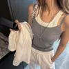 Estilo Coreano Falso Duas Peças Bloco de Cores Patchwork Camisola Colete Feminino Verão Nova Chegada Roupa Íntima Emagrecedor Valoriza a Silhueta Top Hot Girl Americano