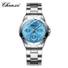 Reloj de Pareja Marca CHENXI Reloj de Cuarzo Impermeable de Tres Ojos Decorativos para Hombre y Mujer Reloj de Pulsera para Mujer Reloj con Correa de Acero
