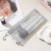 Bolsa de armazenamento em rede transfronteiriça, porta-moedas portátil, nécessaire, bolsa de armazenamento com zíper para cabo de dados, fone de ouvido, batom