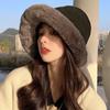 Chapéu de Pelúcia para Mulheres no Outono e Inverno Cor Sólida Fofo Espessado Fashionável Quente Proteção para Ouvidos Chapéu de Pompom para Mulheres Solto Doce Chapéu Baotou