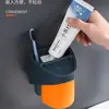 Exprimidor automático de pasta de dientes, sin perforaciones, para colgar en la pared, para pasta de dientes, cepillo de dientes, vaso de almacenamiento, artefacto multifuncional para perezosos.