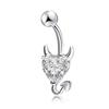 Anillo Explosivo de Diablo para Ombligo Adorno Umbilical Forma de Corazón Circonita Clavo Corto para Ombligo Adorno de Body Piercing