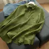 Camisa Fina de Manga Larga con Cuello 100% Ramio para Mujer, Corte Holgado, Cárdigan de Color Sólido, Ropa de Primavera/Verano para Mujer, Tallas Grandes