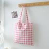 Bolso de Hombro a Cuadros Estilo Coreano 2026 Nuevo Fresco Bordado de Lazo Bolso de Compras para Mujer Bolso de Lona para Mujer