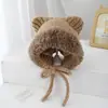 Gorro Peludo Cálido Grueso para Mujer que Protege las Orejas, Gorro Tejido para Niños, Gorro de Dibujos Animados Cálido de Invierno para Bebé, Otoño e Invierno