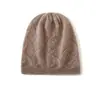 Cachemir 2026 Outono/Inverno Novo Estilo Feminino High-End Cor Sólida Trançado Espessado Quente Moderno Malha Casual Chapéu
