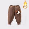 Calça de Algodão Infantil com Forro de Fleece, Espessada para Uso Externo, Calça de Inverno para Crianças, Acolchoada de Algodão de Três Camadas, Calça Fofa para Meninos