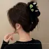 Lindo Pinza para el Pelo de Peluche de Gato Negro para Mujer Otoño e Invierno Nuevo Pinza Grande para el Pelo en la Parte Posterior de la Cabeza Elegante Pinza de Tiburón Adorno para la Cabeza