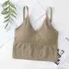 Top de tubo sin costuras largo en U con base de almohadilla para el pecho, camisola, ropa interior deportiva para mujer