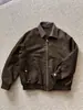 Chaqueta de mezclilla cruda con paneles y cuello de cuero estilo granero Yutang para hombre, nueva chaqueta de mezclilla tipo cárdigan de corte holgado para otoño e invierno para mujer