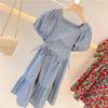 Ropa para Niños al por Mayor Vestido para Niñas Estilo K Verano 2022 Ropa para Niños Niña Pequeña de 3 a 8 Años Vestido de Princesa Floral de Manga Corta