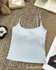 Versão Atualizada do Camisole de Cor Sólida Tencel Lyocell Beleza Dopamina com Bojos para Primavera e Verão, Modelagem Justa, Top Versátil