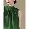 El Chaleco de Chifón Verde Popular de Este Año Tipo Hada sin Mangas para Mujer es un Top Halter Chic de Gama Alta Estilo Verano