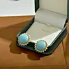Brincos de Turquesa Estilo Palácio Retrô Vintage para Mulheres, Brincos Redondos de Luxo Leve de Alta Qualidade com Pinos de Prata 925
