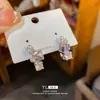 Brincos Geométricos Quadrados em Formato de C com Zircônia e Pérola Artificial Estilo Luxo Acessível Agulha de Prata Brincos Elegantes de Nicho de Alto Padrão para Mulheres