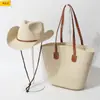 Bolsas de Palha Trançada São Sucesso de Vendas, Bolsas Tote de Grande Capacidade para Mulheres, Conjuntos de Bolsas Trançadas Estilo Férias na Praia, Prontas para Atacado
