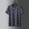 Camiseta de Malla de Seda de Hielo de Verano Transfronteriza para Hombre, para Mediana Edad y Mayores, Color Sólido de Secado Rápido de Manga Corta, Talla Grande, Manga Corta Deportiva Delgada para Hombre
