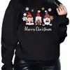 Sudadera con Capucha Navideña para Mujer con Estampado de Enano y Copo de Nieve - Color Verde Oscuro