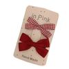 Primavera y Verano Nuevo Dulce Lindo Infantil Niña Tarjeta para el Cabello Vino Tinto Cuadros Lazo Pequeño Clip Lateral Pasador Set