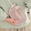 Bolsa de Maquiagem de Malha Cubo de Tofu Transfronteiriça com Alto Apelo Estético, Zíper de Pérola Dopamina, Grande Capacidade, Bolsa de Higiene Pessoal Portátil para Viagem