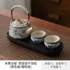 Conjunto de Chá Doméstico Esmalte Cloisonné Prata Suit High-grade Um Bule Duas Xícaras Bandeja para Chá de Infusão Seca Pequeno Bule de Cerâmica Xícara de Chá