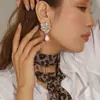 Pendientes Cruzados Transfronterizos Europeos y Americanos de Flor de Zirconia y Botón de Perla de Cobre Vintage, Pendientes Versátiles de Moda de Lujo Ligero de Gama Alta