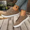 2026 Verano Nuevos Zapatos de Mujer Color Sólido Punta Redonda Caña Baja Casuales Suela Gruesa Suela Suave Con Cordones Planos de Moda Venta al por Mayor