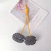 Colgante para Bolso con Borla de PU Serie Miu con un Toque de Lujo, Mini Accesorio de Cuero, Llavero con Bola de Borla Tejida Hecha a Mano para Bolso
