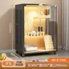 Villa para Gatos Jaula para Gatos Casa de Madera de Lujo para Gatos Puerta de Cristal Casa para Gatos Baño para Gatos Gabinete Integrado para Gatos Espacio de Aireación que Ahorra Espacio Cama para Gatos